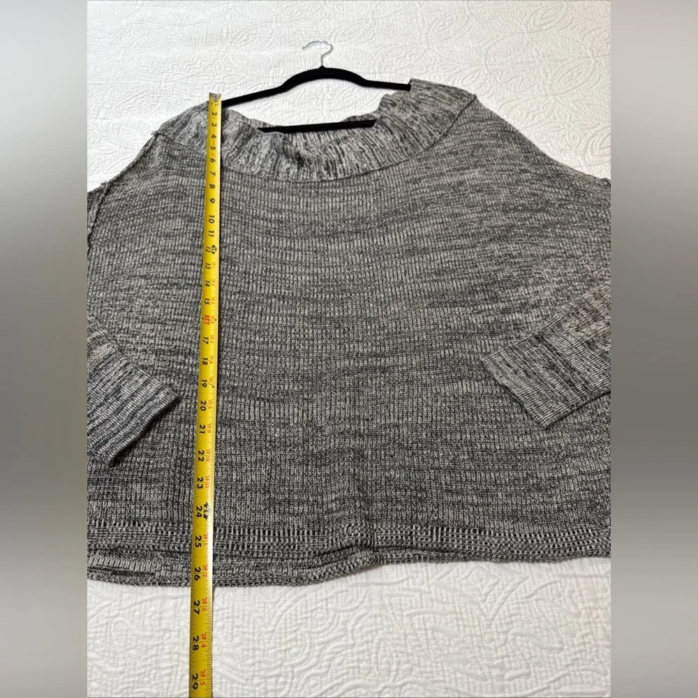 Free People Sweater Linen Blend Gray Flashdance One Shoulder Oversized Boho Sz L